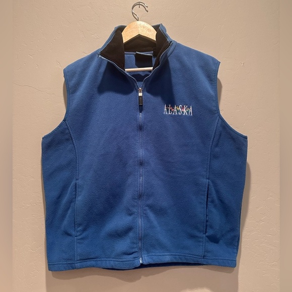 Polar Quality Sportswear Alaska Blue Fleece Zip Up Vest Sz Large - Picture 1 of 6